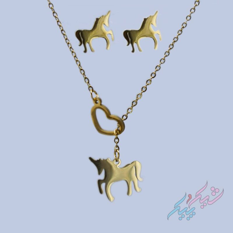 نیم ست گردنبند و گوشواره مدل اسب طلایی ( Golden horse ) - Image 2
