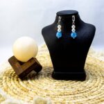گوشواره مرواریدی سفید و آبی