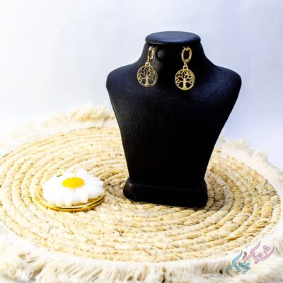 گوشواره طرح درخت زندگی نگین دار
