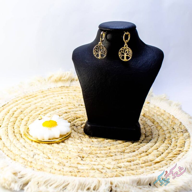 گوشواره طرح درخت زندگی نگین دار - Image 1