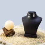 گوشواره فول نگین با آویز مرواریدی تیتانیوم