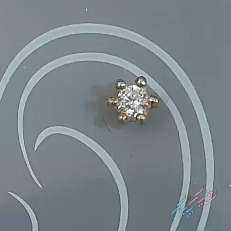 پیرسینگ گوش تک نگین با میخ نقره - Image 2