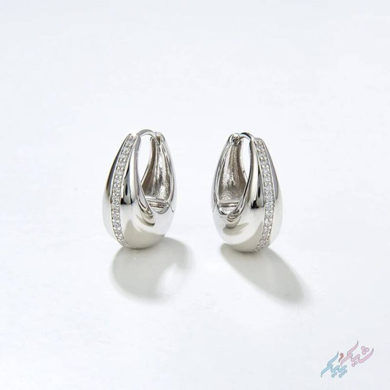 گوشواره حلقه ای نگین دار برند ژوپینگ - تصویر 2