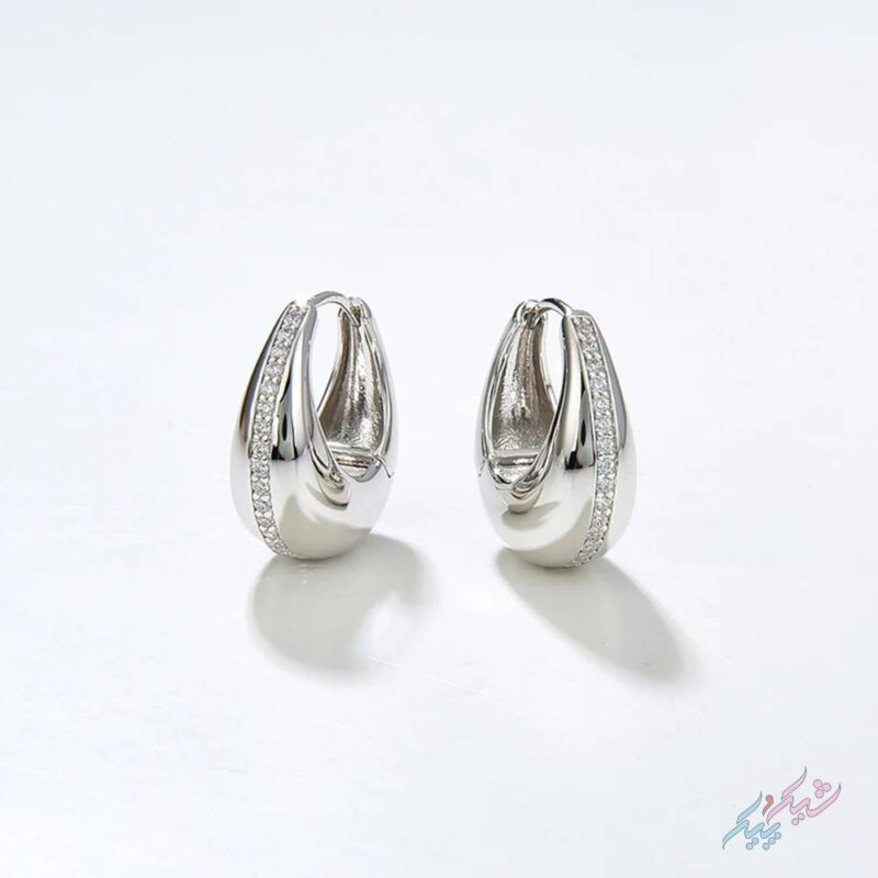 گوشواره حلقه ای نگین دار برند ژوپینگ - Image 2