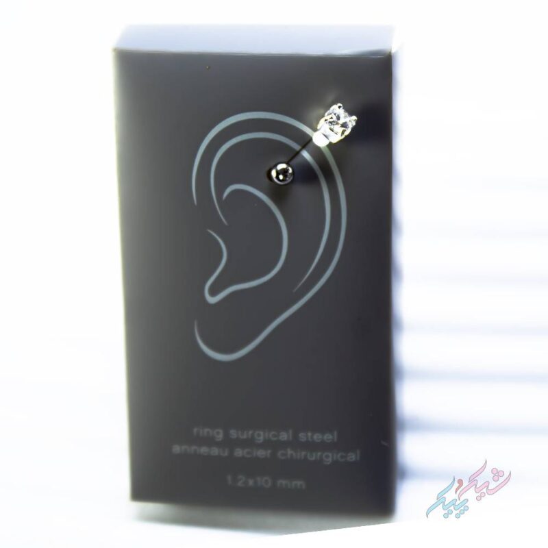 پیرسینگ نگین نیم حلقه نقره - Image 2