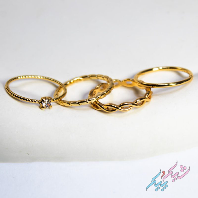 پک ۴ تایی انگشتر طلایی برند I Am سایز M زیرکونیا | روکش طلا - GOLD PLATED - تصویر 2
