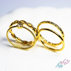 پک ۴ تایی انگشتر طلایی برند I Am سایز M زیرکونیا | روکش طلا - GOLD PLATED