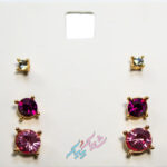 ست گوشواره میخی نگین‌دار سه‌ تایی