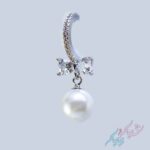 گوشواره فول نگین با آویز مرواریدی تیتانیوم - Image 2