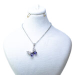 گردنبند پروانه نگین دار بنفش - Image 3