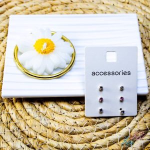 گوشواره و پیرسینگ میخی پک سه عددی نگین رنگی نقره ای