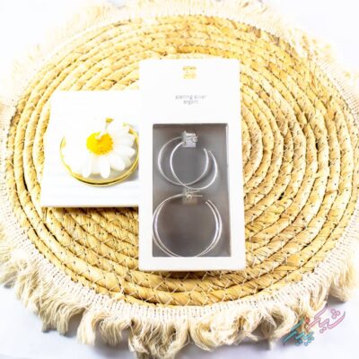 گوشواره حلقه‌ای پک دو تایی نقره 925 وارداتی با طراحی شیک و مدرن
