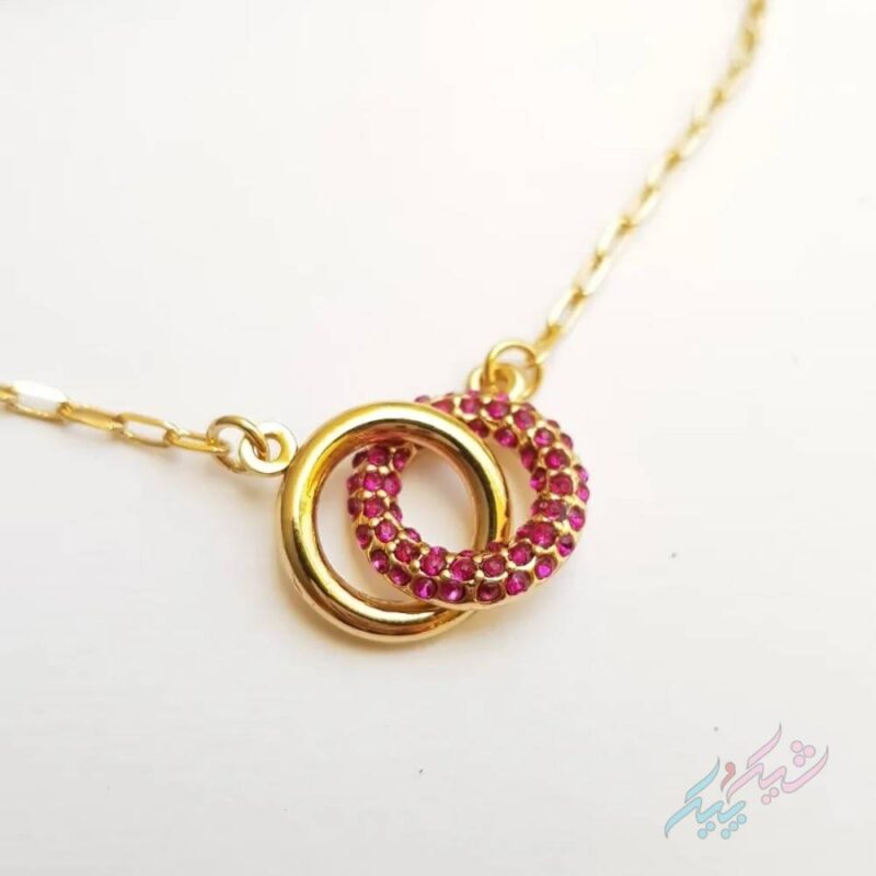 گردنبند دو حلقه ای نگین دار - Image 3