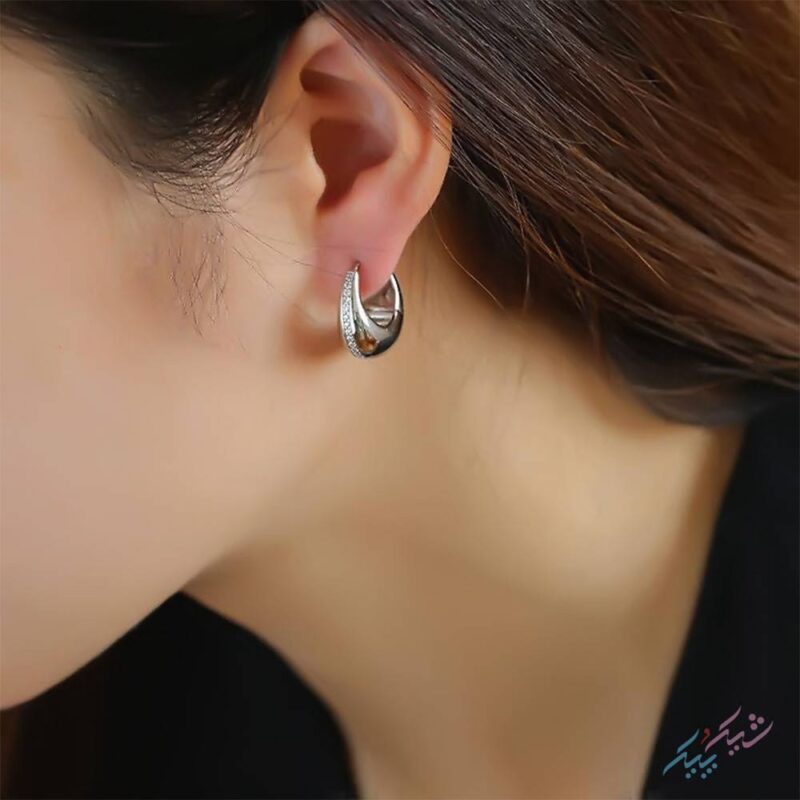 گوشواره حلقه ای نگین دار برند ژوپینگ - Image 3