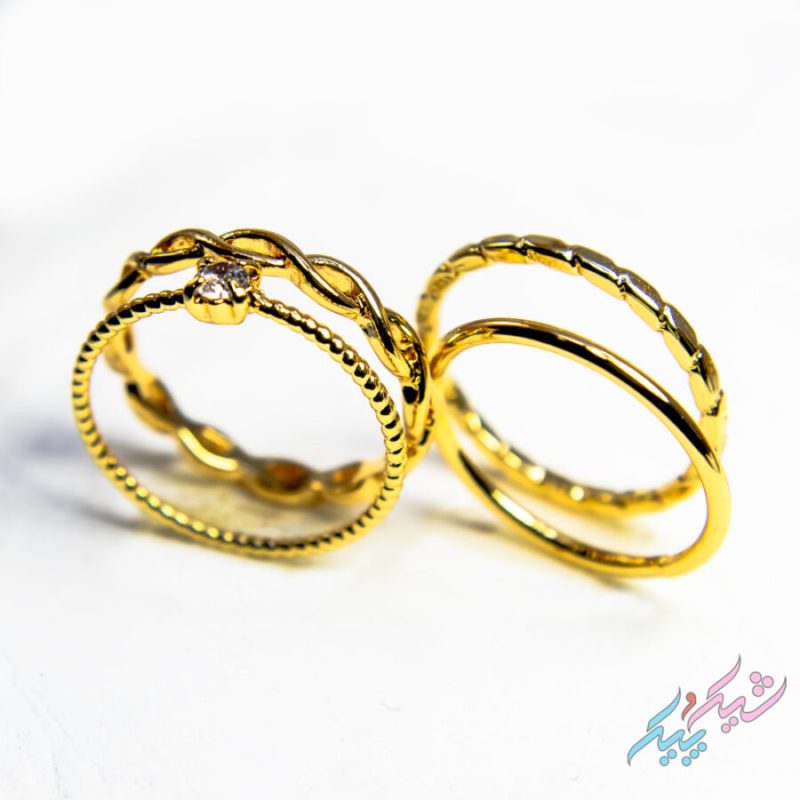 پک ۴ تایی انگشتر طلایی برند I Am سایز M زیرکونیا | روکش طلا - GOLD PLATED - تصویر 7