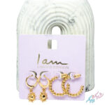 پک دوتایی گوشواره حلقه‌ای طلایی | خورشیدی - Image 5