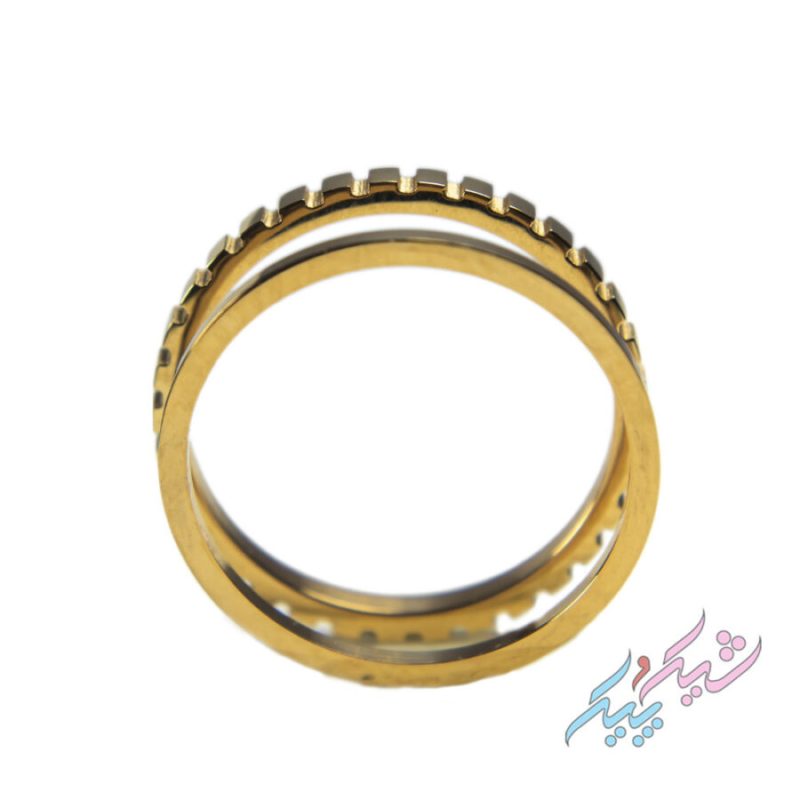پک دوتایی انگشتر استیل طلایی I Am ساده و چرخ‌دنده‌ای سایز L | روکش طلا – GOLD PLATED - تصویر 5