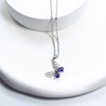 گردنبند پروانه نگین دار بنفش