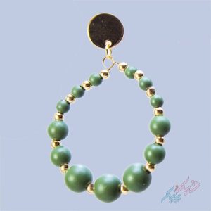 گوشواره حلقه ای مهره ای سبز