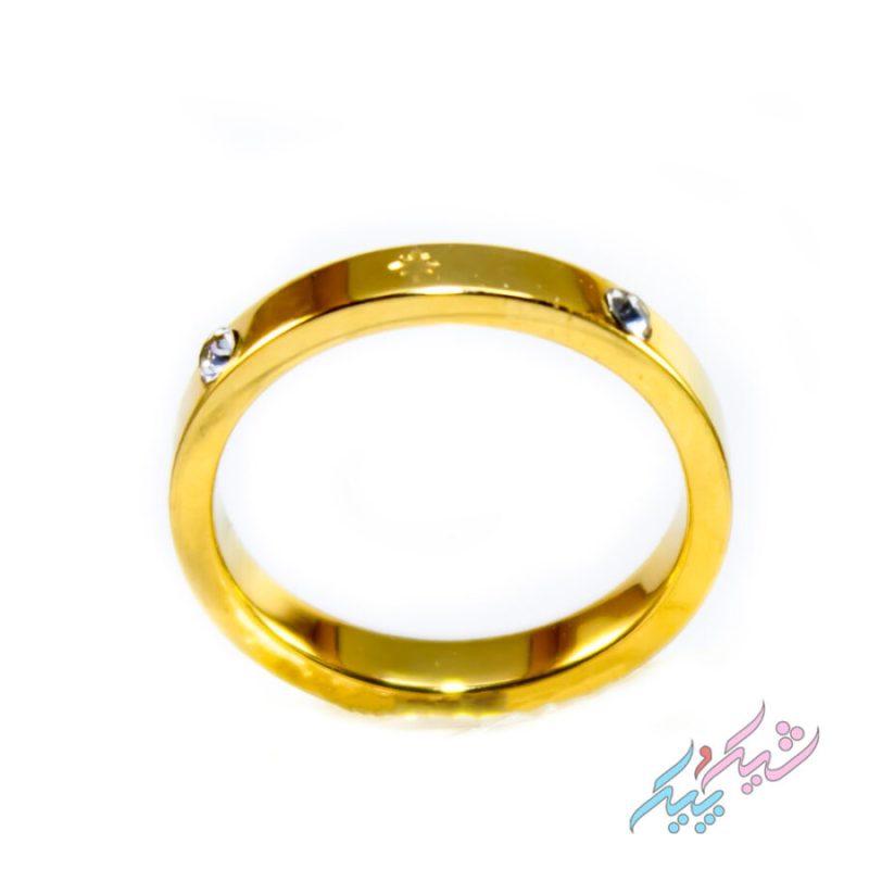 انگشتر حلقه‌ای نگین‌دار طلایی سایز S استیل | روکش طلا - GOLD PLATED - تصویر 5
