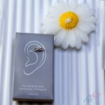 پیرسینگ هلالی گوش جواهری مدل پنج نگین میخ نقره