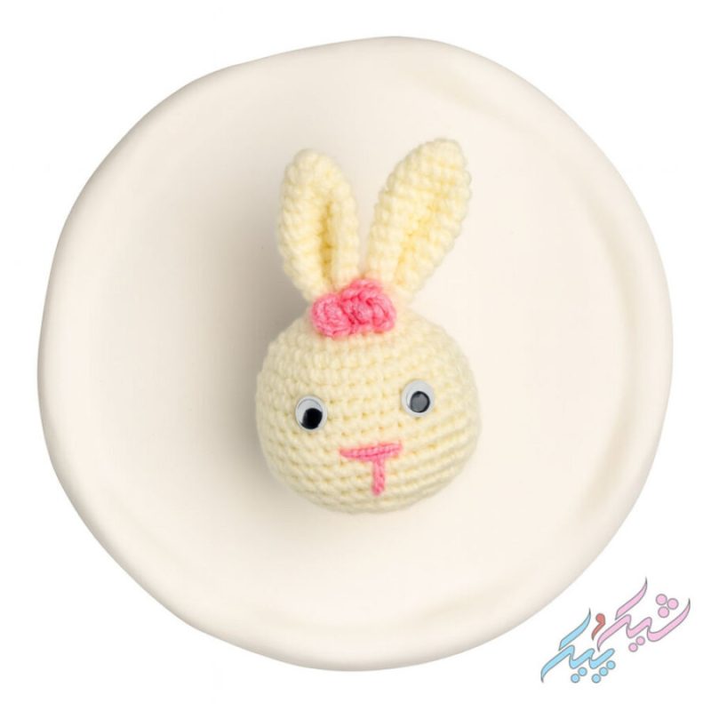 🐰 جاسوئیچی و آویز خرگوش بافتنی رنگ سفید - تصویر 2