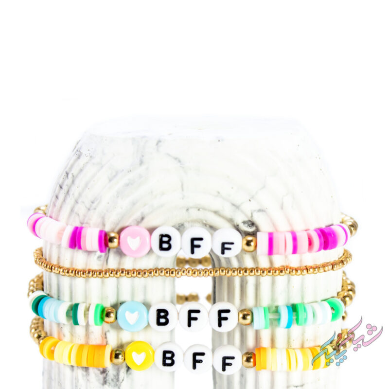 ست دستبند مهره‌ای چهار تایی BFF با رنگ‌های شاد - Image 6