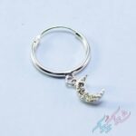 گوشواره حلقه ای نقره با آویز ماه - Image 2