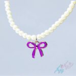 گردنبند پینترستی مدل پایپیون با زنجیر مرواریدی