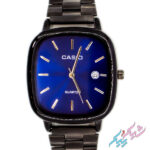 ساعت کاسیو اولد مانی بند مشکی صفحه آبی با تقویم فعال
