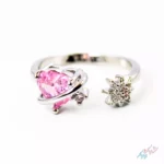 انگشتر فری سایز با طراحی قلب صورتی و ستاره‌های درخشان