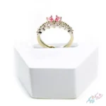 انگشتر تاج الماسی با نگین صورتی