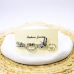 پک انگشتر ۹ تایی بدل فانتزی نقره‌ای ترند