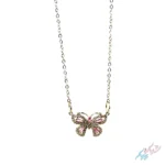 گردنبند پروانه‌ای با نگین‌های صورتی