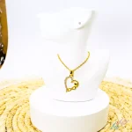 گردنبند استیل قلب و بی‌ نهایت نگین‌ دار طلایی