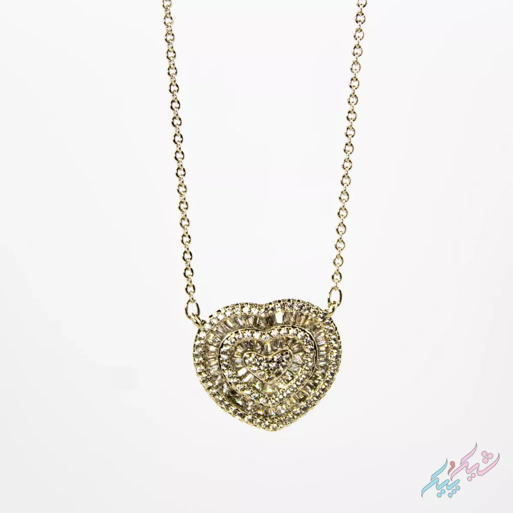 گردنبند زنانه CM Jewelry طرح قلب ۳ لایه فول نگین | فروشگاه شیک و پیک