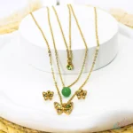 نیم ست گردنبند بدل سه لایه پروانه