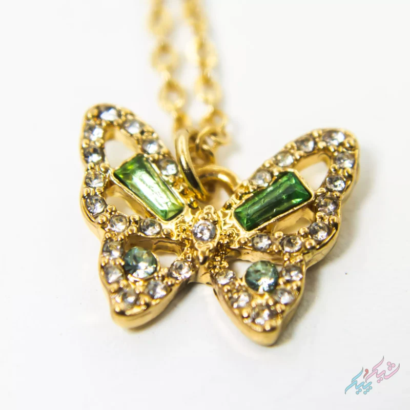 نیم ست گردنبند بدل سه لایه پروانه