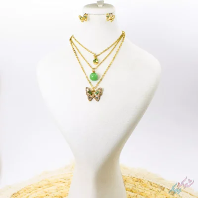 نیم ست گردنبند بدل سه لایه پروانه