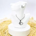 نیم ست گردنبند و گوشواره طرح قلب و پروانه