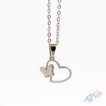 نیم ست گردنبند و گوشواره طرح قلب و پروانه