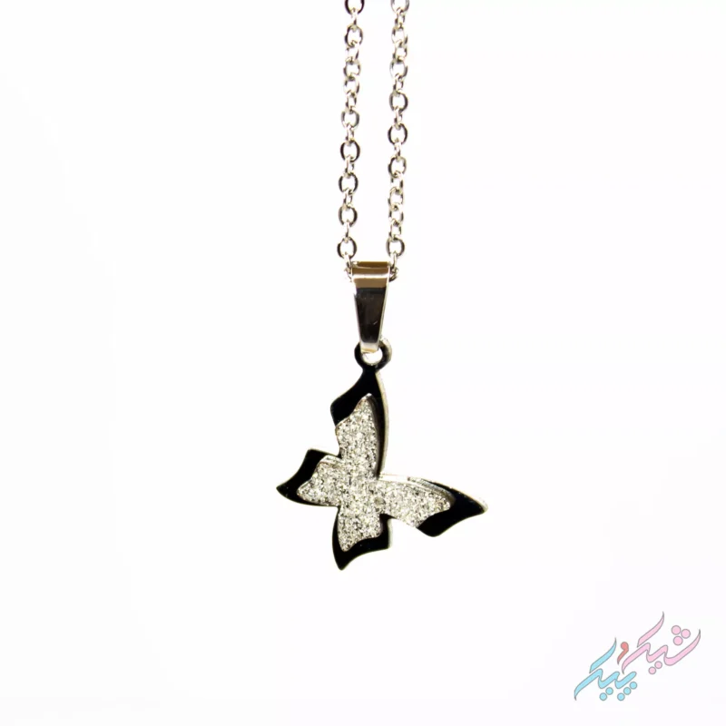 نیم ست گردنبند و گوشواره طرح پروانه