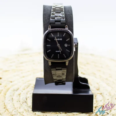 ساعت مچی زنانه کاسیو مدل اولد مانی با صفحه مشکی و بند استیل مشکی برند Casio