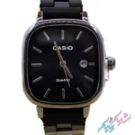 ساعت مچی زنانه کاسیو مدل اولد مانی با صفحه مشکی و بند استیل مشکی برند Casio