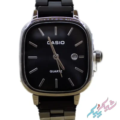 ساعت مچی زنانه کاسیو مدل اولد مانی با صفحه مشکی و بند استیل مشکی برند Casio