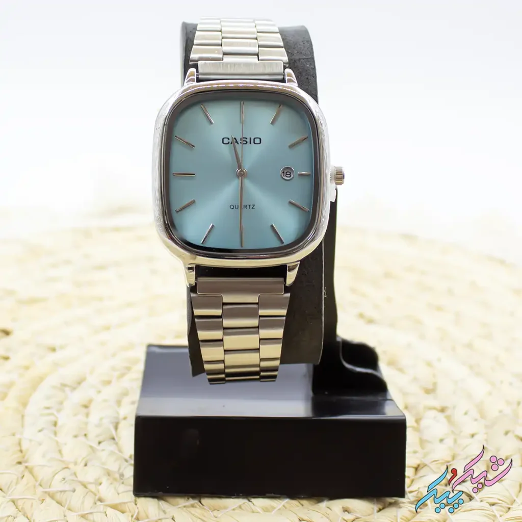 ساعت مچی مردانه اولد مانی طرح کاسیو با صفحه تیفانی و بند استیل و تقویم فعال برند Casio