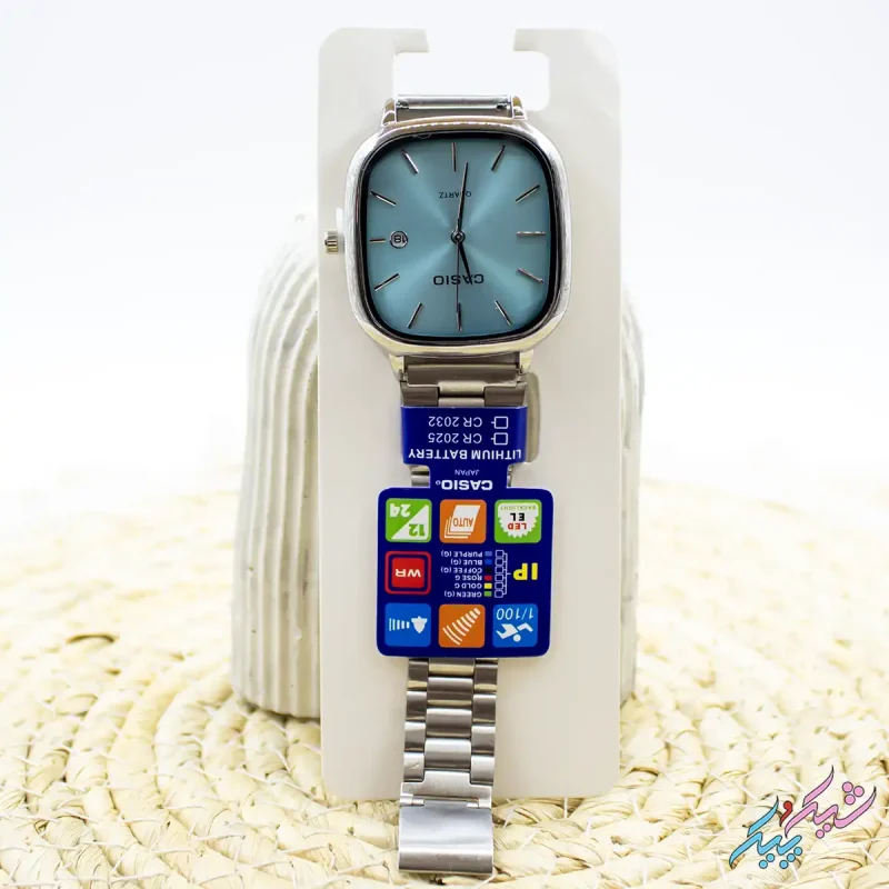 ساعت مچی مردانه اولد مانی طرح کاسیو با صفحه تیفانی و بند استیل و تقویم فعال برند Casio