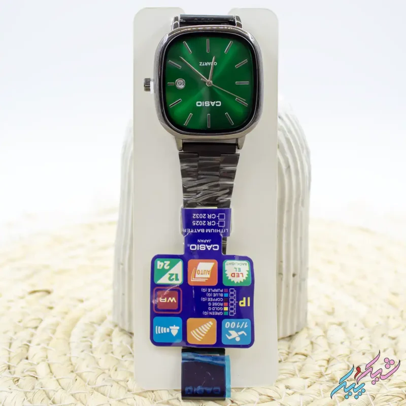 ساعت مچی مردانه اولد مانی طرح کاسیو با صفحه سبز و بند استیل برند Casio