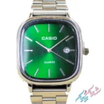 ساعت مچی مردانه اولد مانی طرح کاسیو صفحه سبز و بند استیل با تقویم فعال