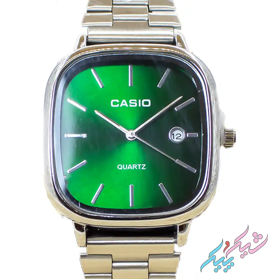saat-green-2-2.webp ساعت مچی مردانه اولد مانی طرح کاسیو صفحه سبز و بند استیل با تقویم فعال - تصویر 1